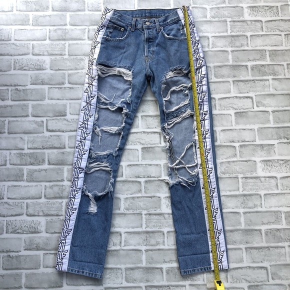 LF The Brand Starter Jeans Ripped Xtreme Distressed Destroyed Button Fly Size 25 - Picture 5 of 14